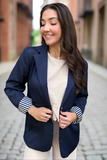 Solid Navy Single Button Blazer