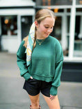 Autumn Breeze Green Crop Sweater