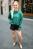 Autumn Breeze Green Crop Sweater