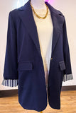 Solid Navy Single Button Blazer