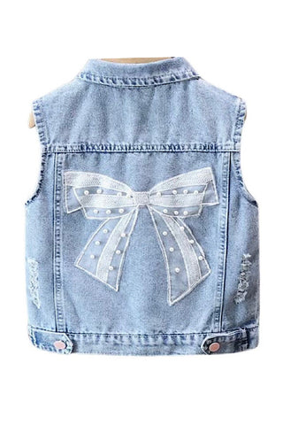 Kids Bow Denim Vest