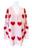 Long Light Pink Heart Cardigan