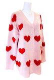 Long Light Pink Heart Cardigan