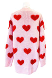 Long Light Pink Heart Cardigan