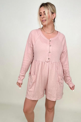 Heyson Comfy Knit Button-Down Long Sleeve Romper